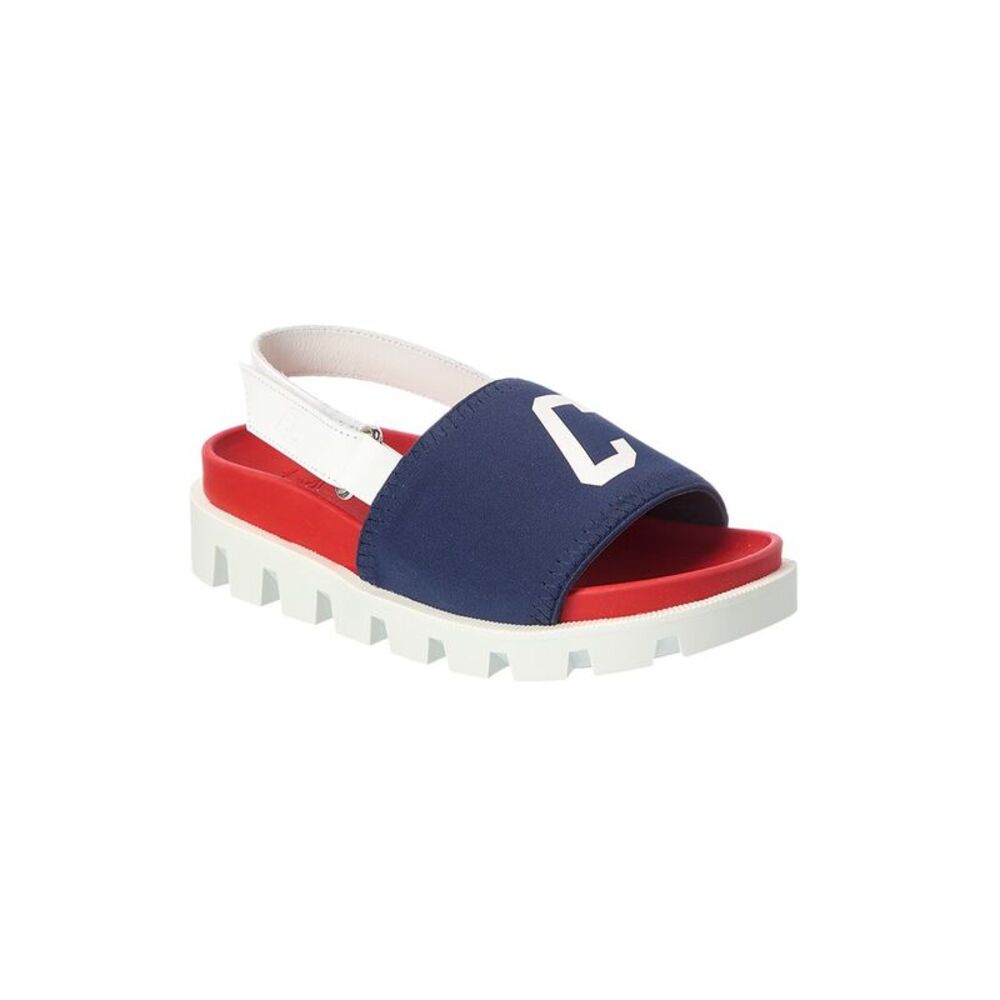 Christian Louboutin Girls Logo Canvas Sandal, Blue